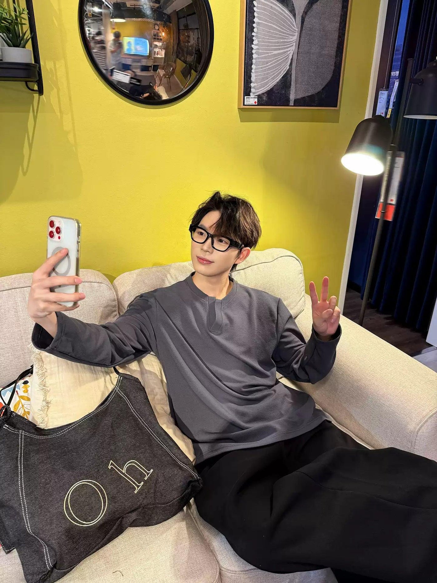 Zhou Mini V-Neck Long Sleeve T-Shirt-korean-fashion-T-Shirt-Zhou's Closet-OH Garments