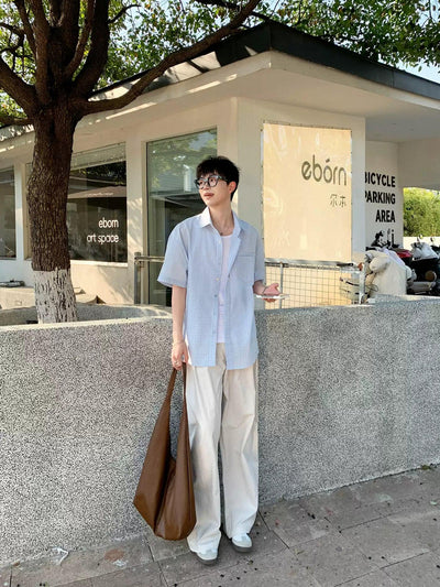 Zhou Minimal Checkered Shirt-korean-fashion-Shirt-Zhou's Closet-OH Garments