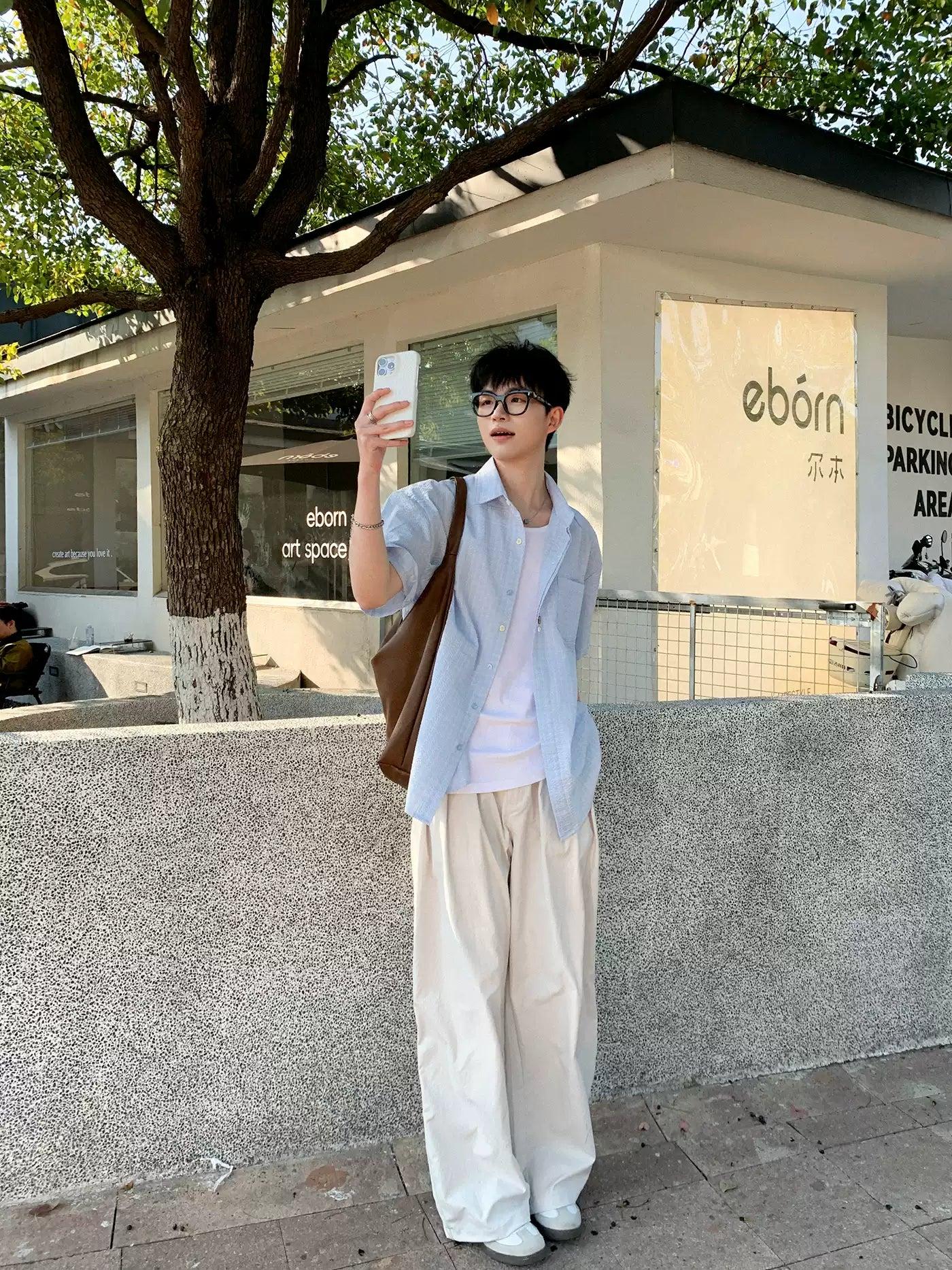 Zhou Minimal Checkered Shirt-korean-fashion-Shirt-Zhou's Closet-OH Garments