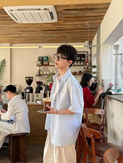 Zhou Minimal Checkered Shirt-korean-fashion-Shirt-Zhou's Closet-OH Garments