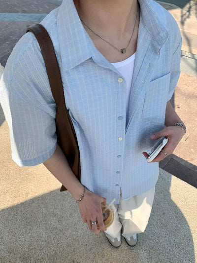 Zhou Minimal Checkered Shirt-korean-fashion-Shirt-Zhou's Closet-OH Garments