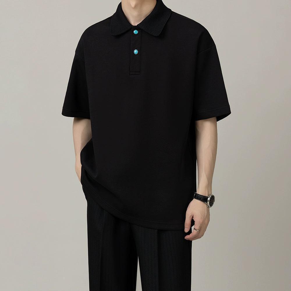 Zhou Minimal Color Buttoned Polo-korean-fashion-Polo-Zhou's Closet-OH Garments