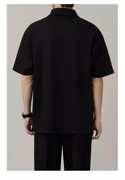 Zhou Minimal Color Buttoned Polo-korean-fashion-Polo-Zhou's Closet-OH Garments