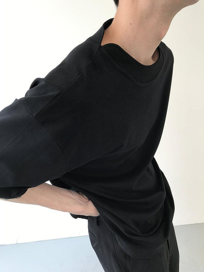 Zhou Minimal Detail Plain T-Shirt-korean-fashion-T-Shirt-Zhou's Closet-OH Garments