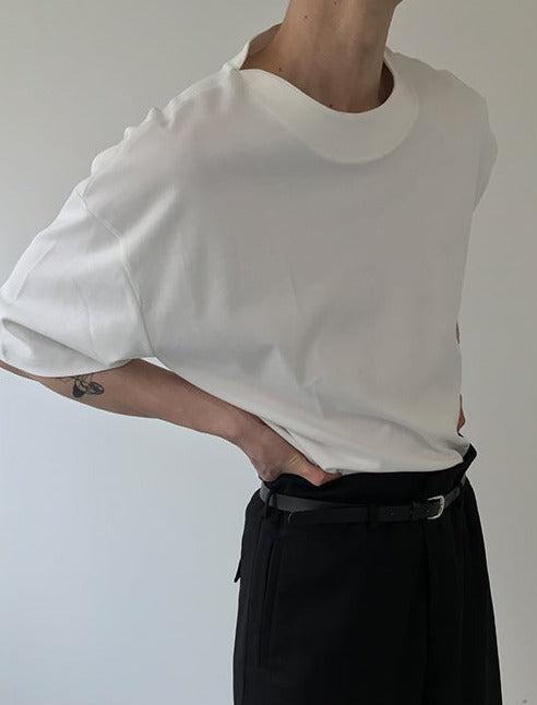Zhou Minimal Detail Plain T-Shirt-korean-fashion-T-Shirt-Zhou's Closet-OH Garments