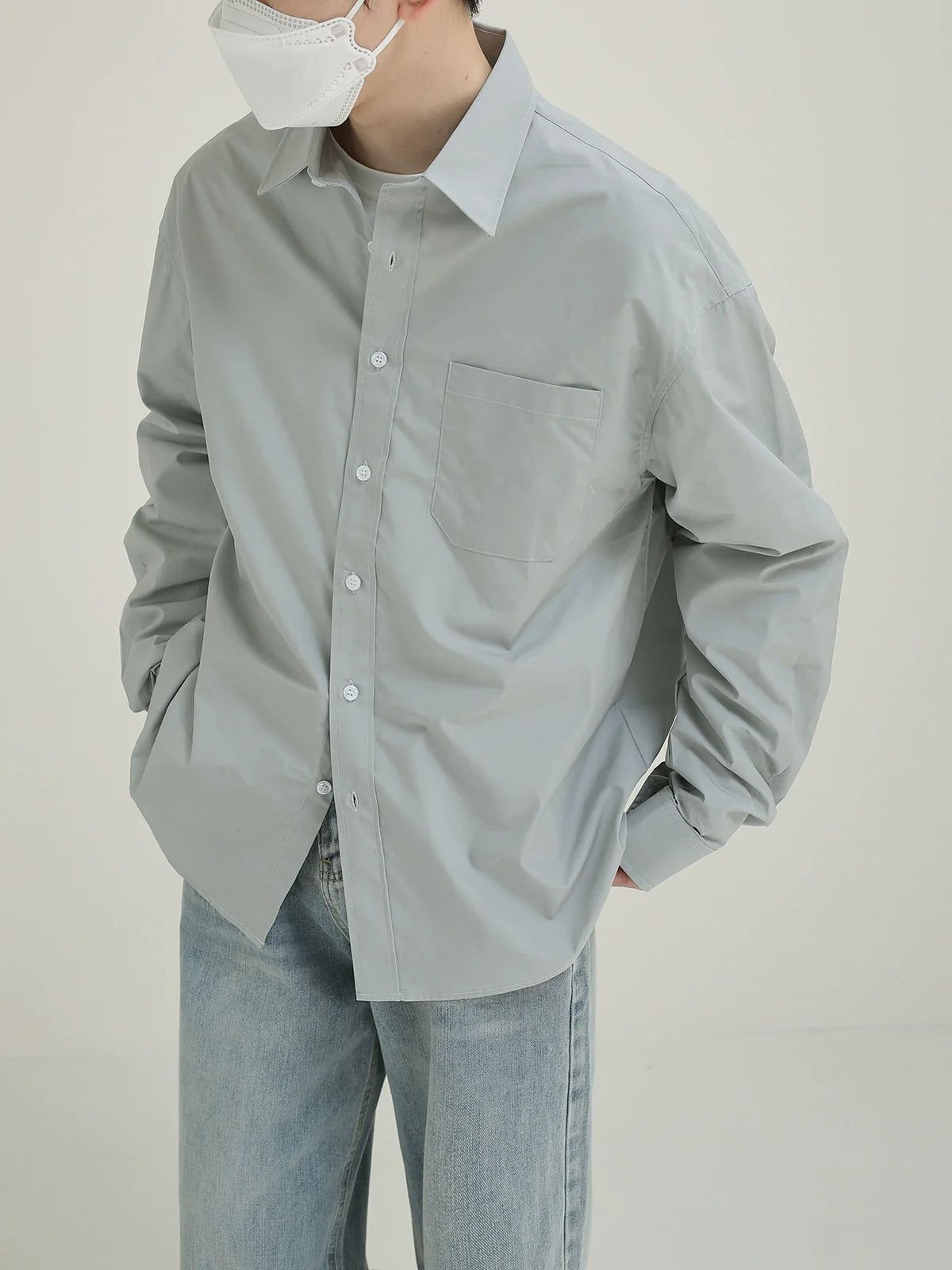 Zhou Minimal Pocket Casual Shirt-korean-fashion-Shirt-Zhou's Closet-OH Garments