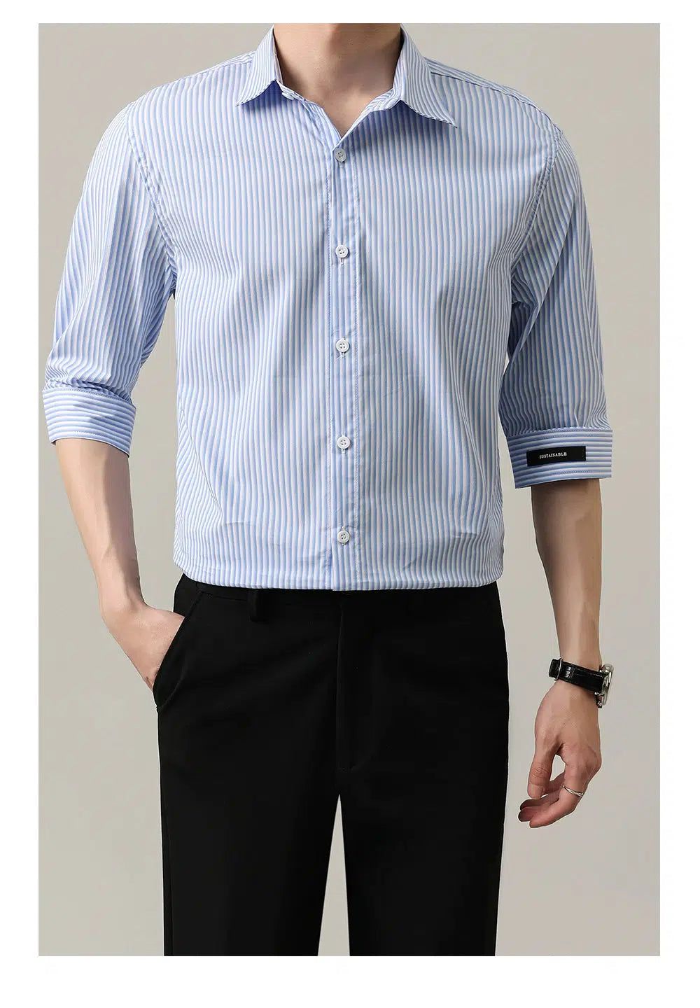 Zhou Minimal Stripes Buttoned Shirt-korean-fashion-Shirt-Zhou's Closet-OH Garments