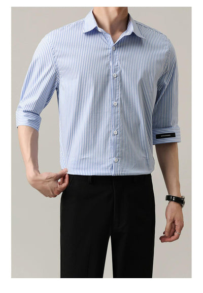 Zhou Minimal Stripes Buttoned Shirt-korean-fashion-Shirt-Zhou's Closet-OH Garments