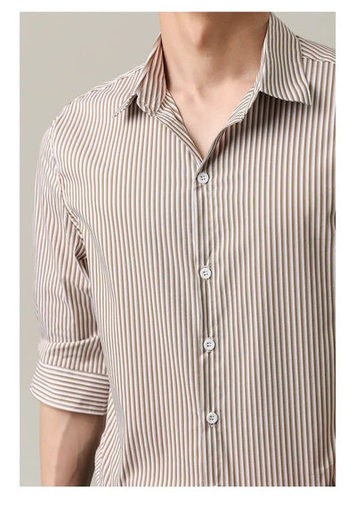 Zhou Minimal Stripes Buttoned Shirt-korean-fashion-Shirt-Zhou's Closet-OH Garments