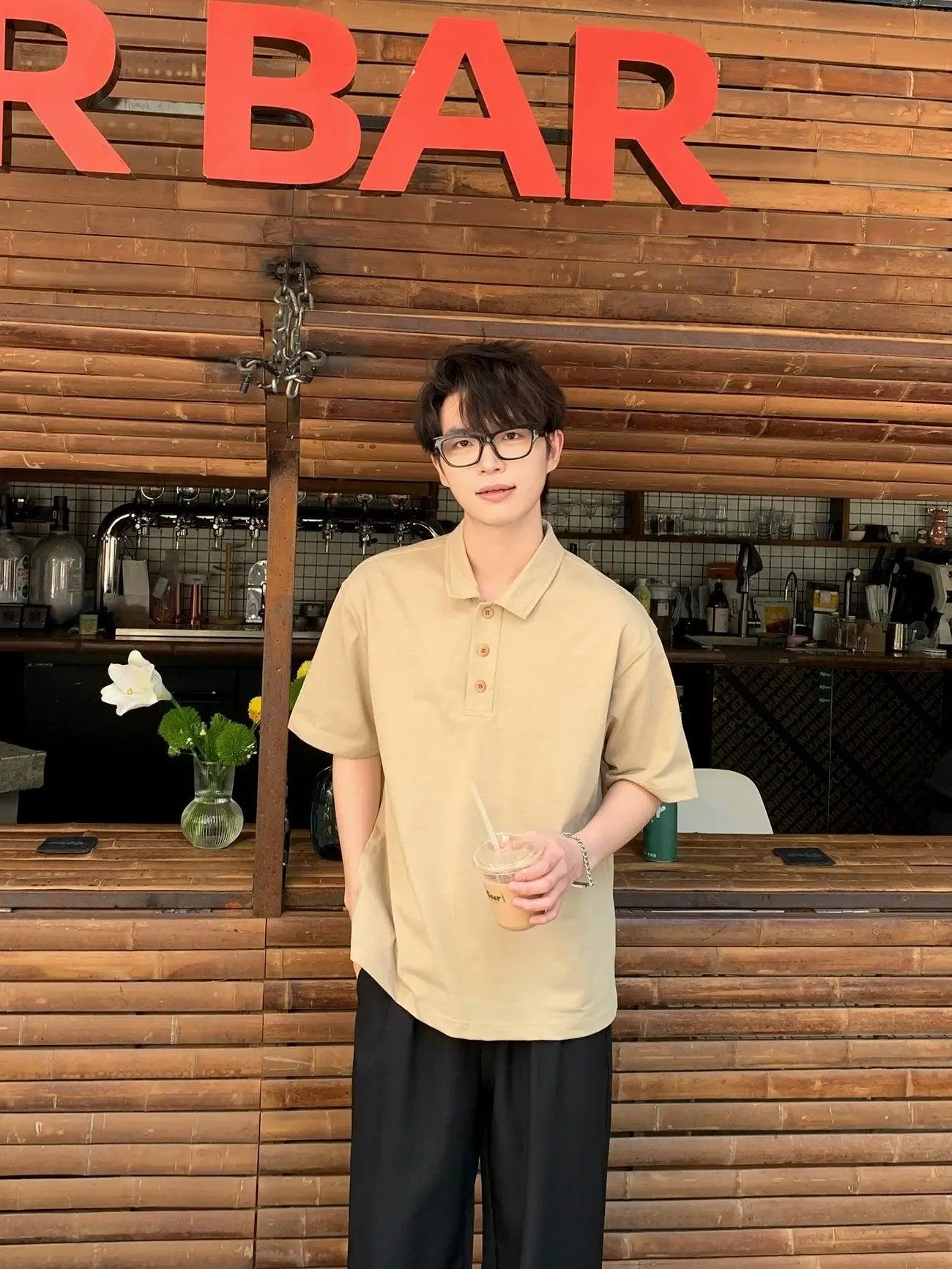 Zhou Minimal Style Regular Fit Polo-korean-fashion-Polo-Zhou's Closet-OH Garments
