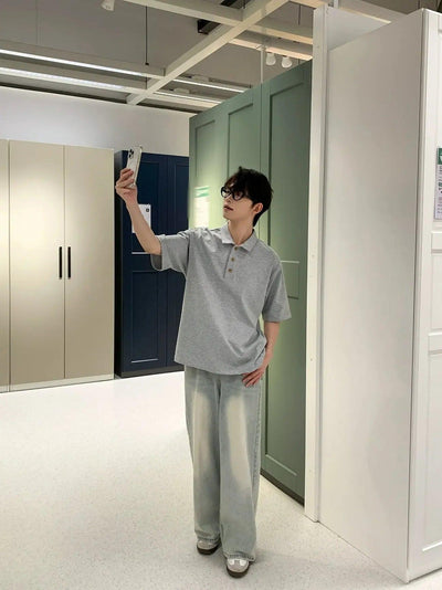 Zhou Minimal Style Regular Fit Polo-korean-fashion-Polo-Zhou's Closet-OH Garments