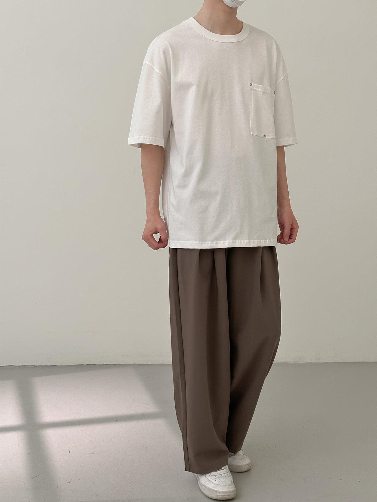Zhou Minimal Three Button Detail T-Shirt-korean-fashion-T-Shirt-Zhou's Closet-OH Garments