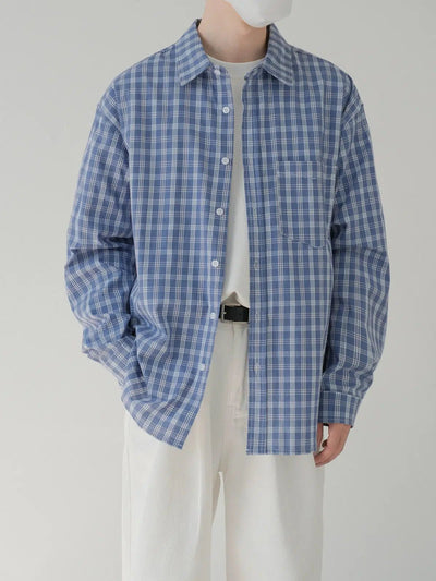 Zhou Minimalist Casual Plaid Shirt-korean-fashion-Shirt-Zhou's Closet-OH Garments