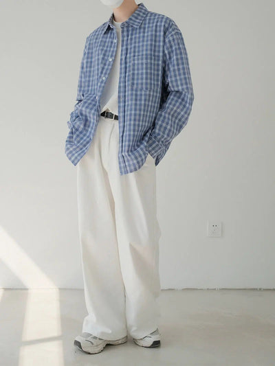 Zhou Minimalist Casual Plaid Shirt-korean-fashion-Shirt-Zhou's Closet-OH Garments