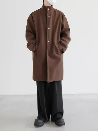 Zhou Minimalist High Collar Long Coat-korean-fashion-Long Coat-Zhou's Closet-OH Garments