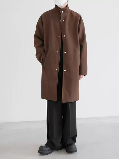 Zhou Minimalist High Collar Long Coat-korean-fashion-Long Coat-Zhou's Closet-OH Garments