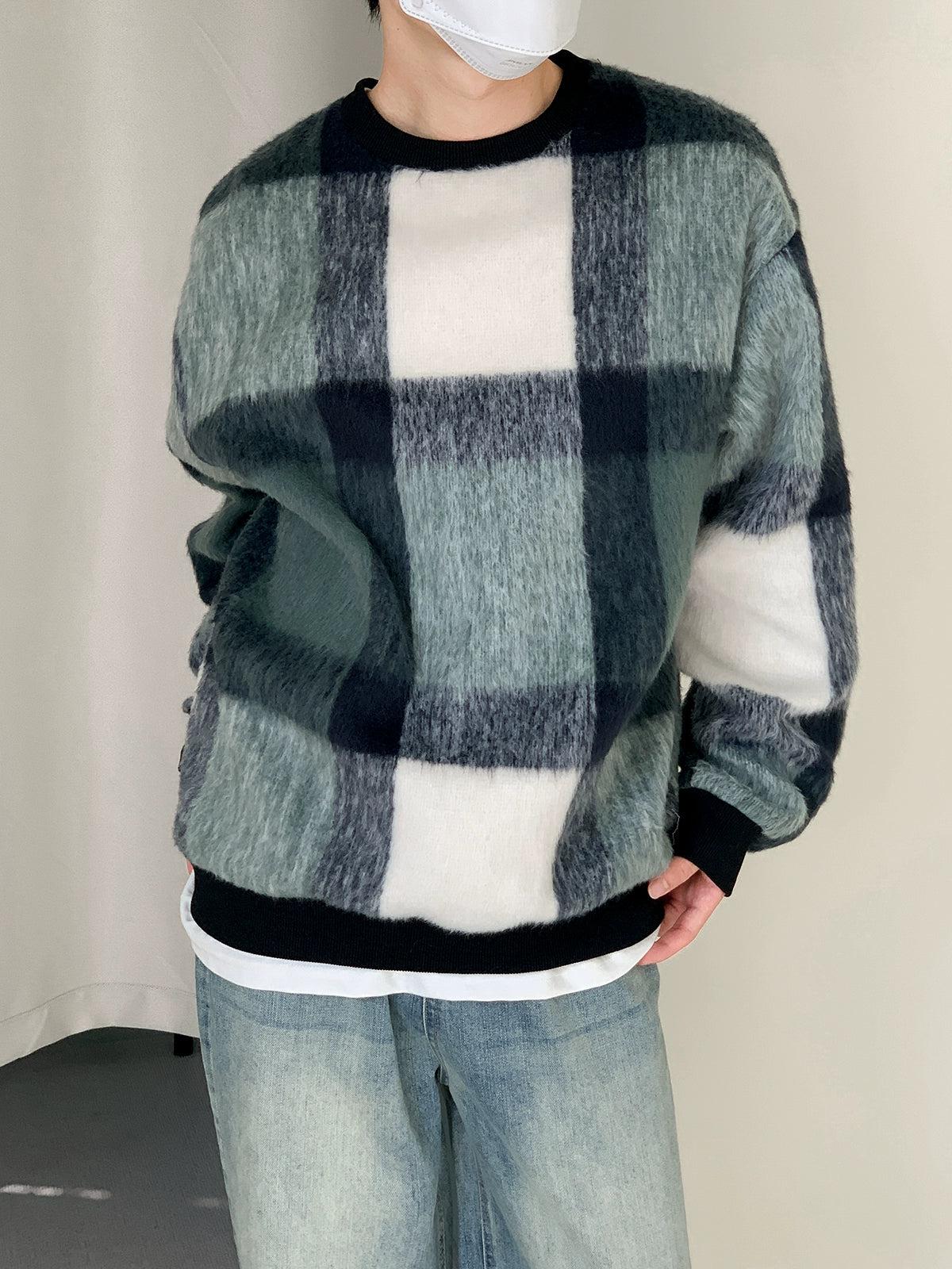 Zhou Mohair Checked Sweater-korean-fashion-Sweater-Zhou's Closet-OH Garments