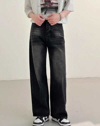Zhou Multi Fade Detail Straight Leg Jeans-korean-fashion-Jeans-Zhou's Closet-OH Garments