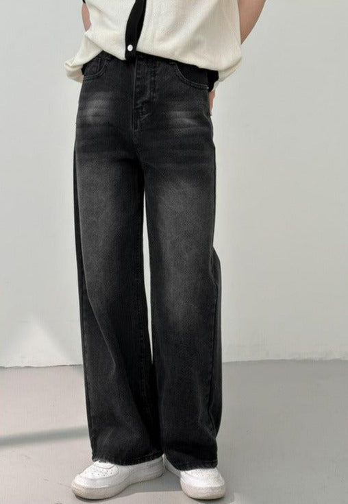 Zhou Multi Fade Detail Straight Leg Jeans-korean-fashion-Jeans-Zhou's Closet-OH Garments