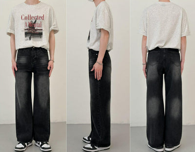 Zhou Multi Fade Detail Straight Leg Jeans-korean-fashion-Jeans-Zhou's Closet-OH Garments