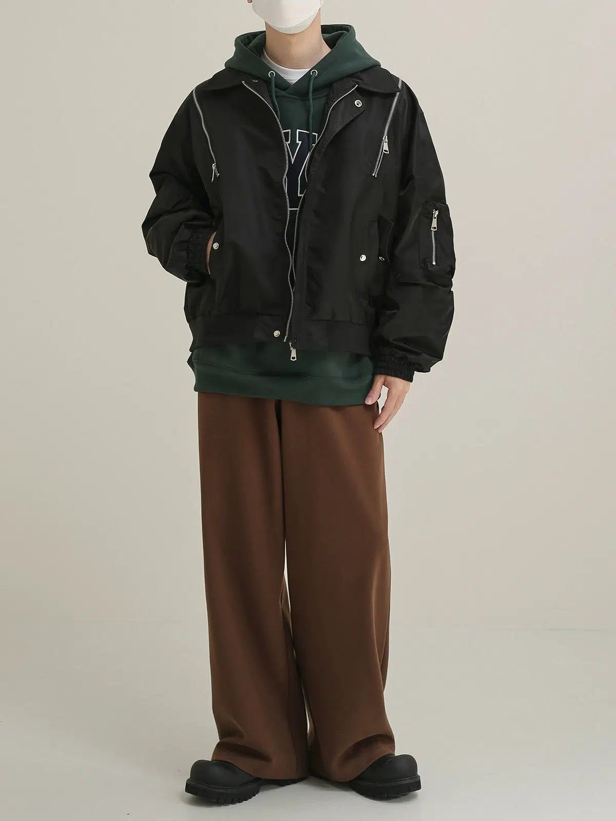 Zhou Multi-Zip Detail Jacket-korean-fashion-Jacket-Zhou's Closet-OH Garments
