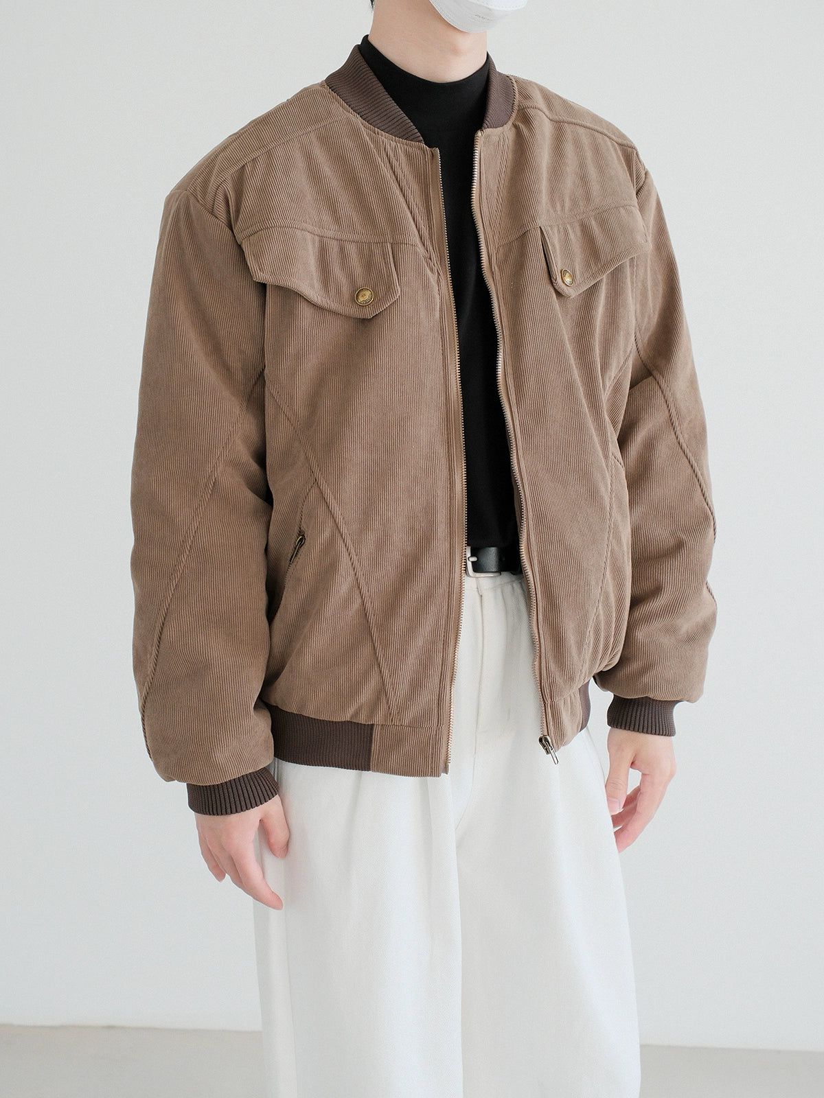 Zhou Multi-Zipper Corduroy Jacket-korean-fashion-Jacket-Zhou's Closet-OH Garments