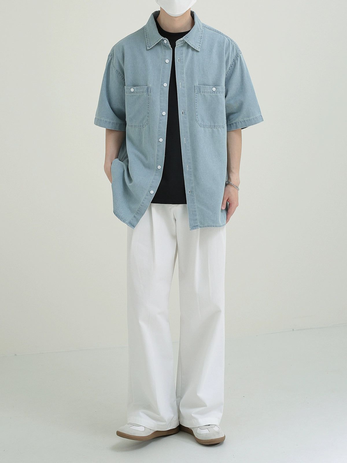 Zhou Neat Casual Denim Shirt-korean-fashion-Shirt-Zhou's Closet-OH Garments