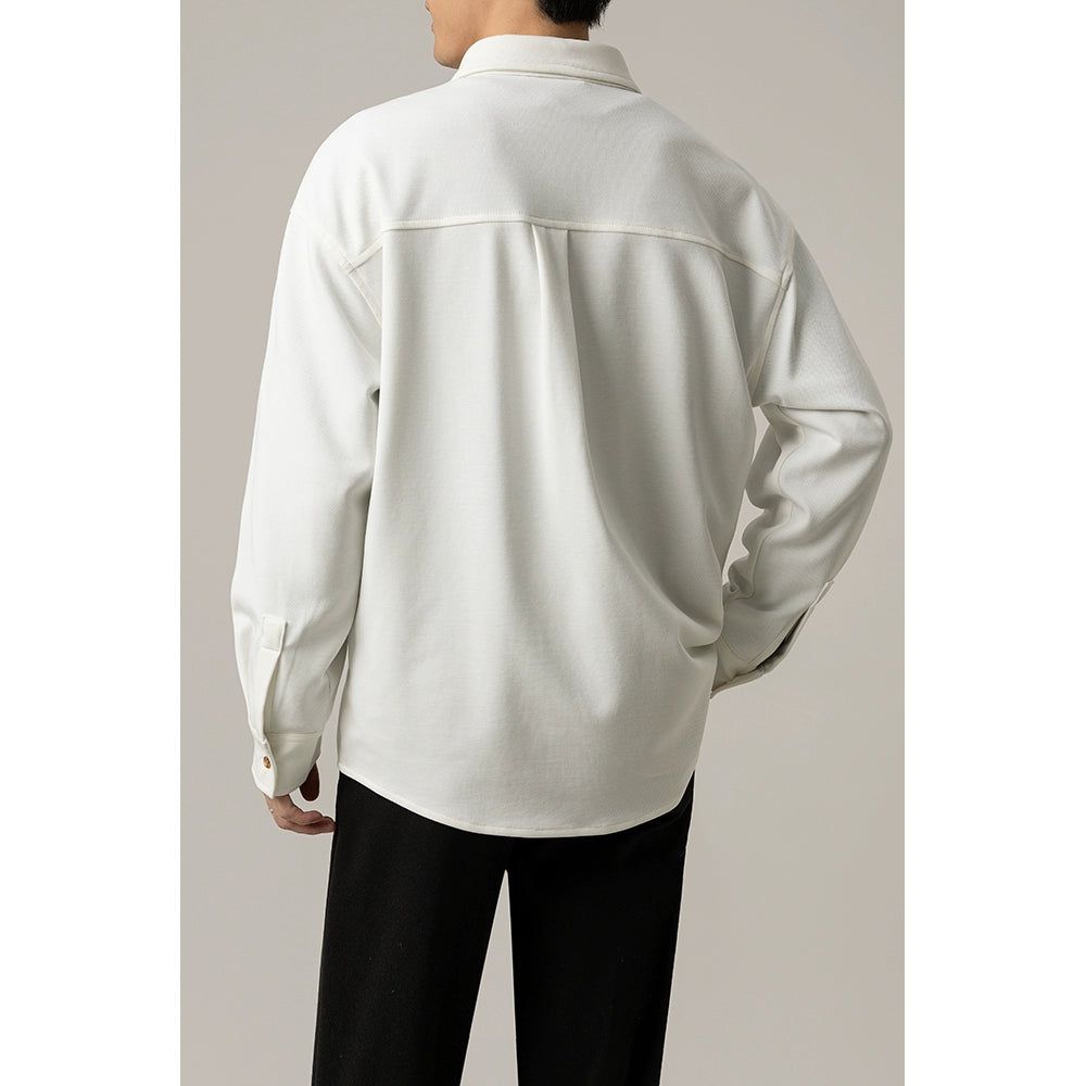 Zhou Neat Textured Buttoned Shirt-korean-fashion-Shirt-Zhou's Closet-OH Garments
