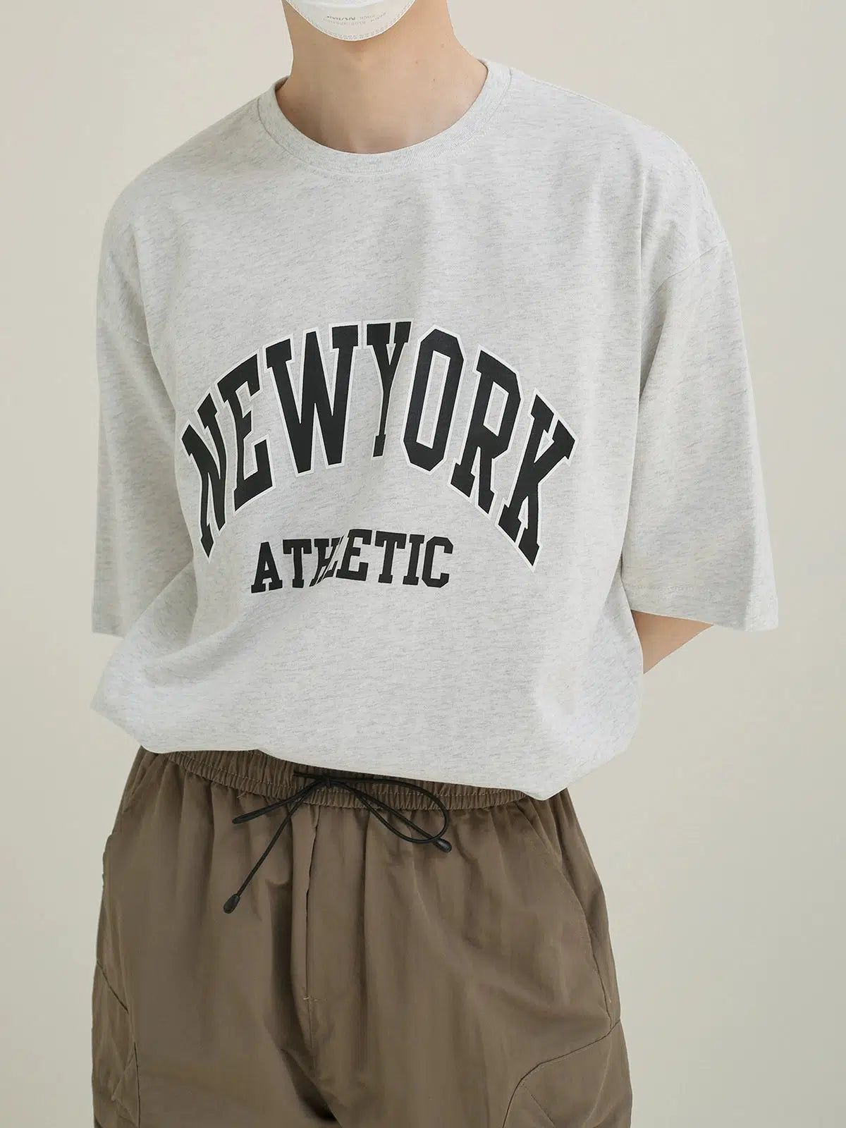 Zhou New York Athletic Text T-Shirt-korean-fashion-T-Shirt-Zhou's Closet-OH Garments