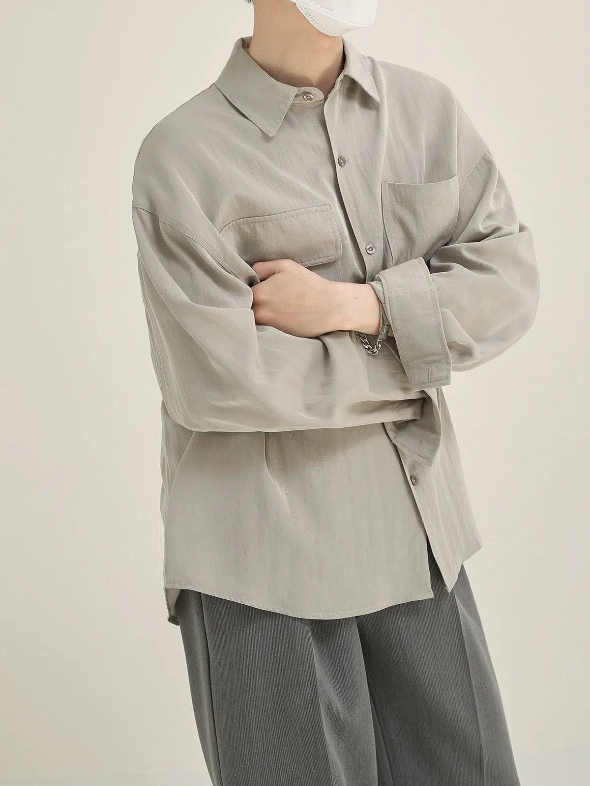 Zhou Non Parallel Front Pocket Shirt-korean-fashion-Shirt-Zhou's Closet-OH Garments