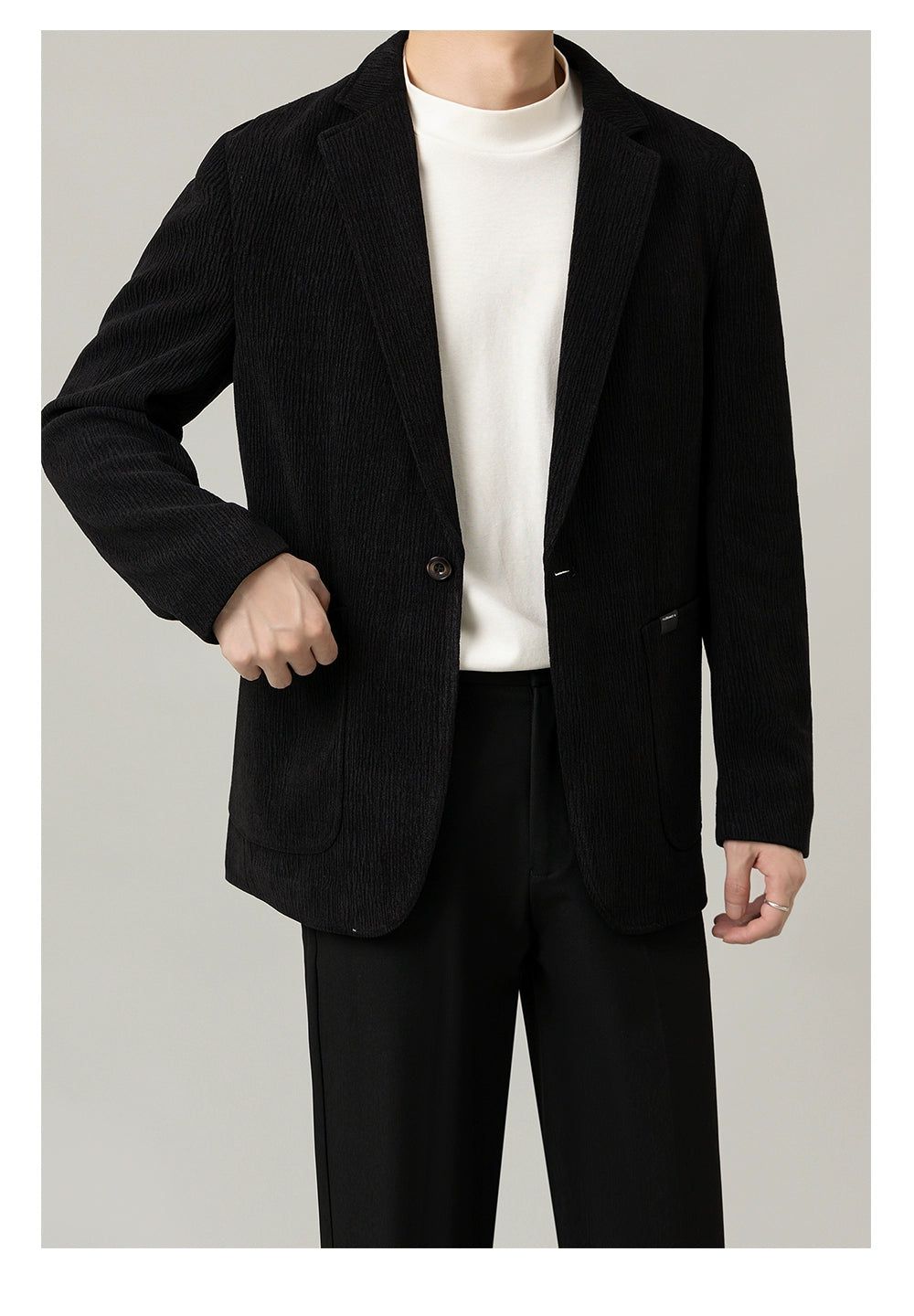 Zhou Notch Lapel Single-Button Blazer-korean-fashion-Blazer-Zhou's Closet-OH Garments