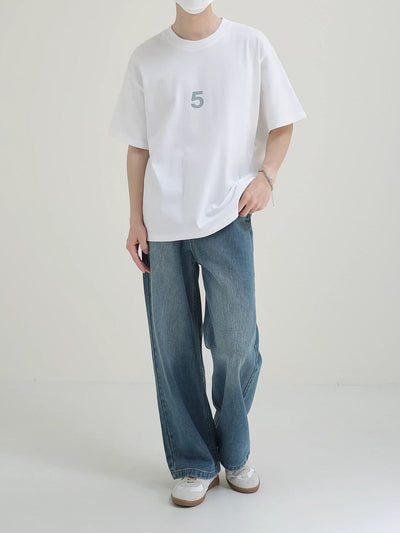 Zhou Number 5 Print T-Shirt-korean-fashion-T-Shirt-Zhou's Closet-OH Garments