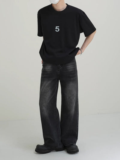 Zhou Number 5 Print T-Shirt-korean-fashion-T-Shirt-Zhou's Closet-OH Garments