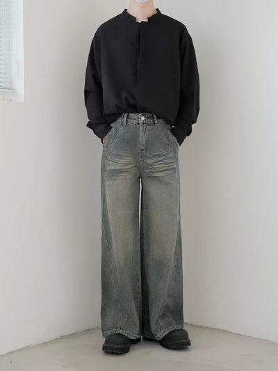 Zhou Oblique Detail Wide Leg Jeans-korean-fashion-Jeans-Zhou's Closet-OH Garments