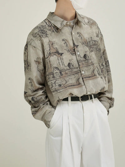 Zhou Old Classic Pattern Shirt-korean-fashion-Shirt-Zhou's Closet-OH Garments