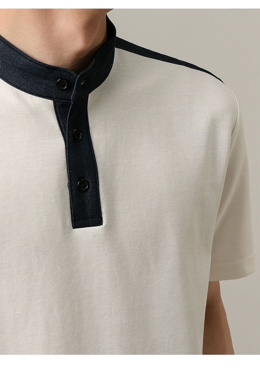 Zhou Outline Half Button T-Shirt-korean-fashion-T-Shirt-Zhou's Closet-OH Garments