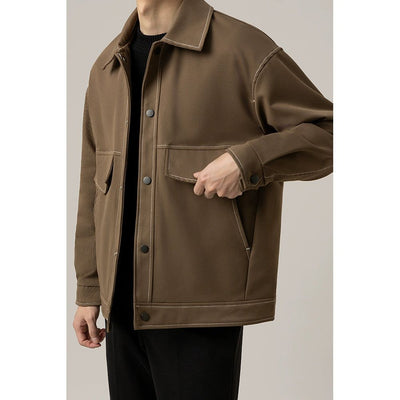 Zhou Outline Stitch Zipped Jacket-korean-fashion-Jacket-Zhou's Closet-OH Garments