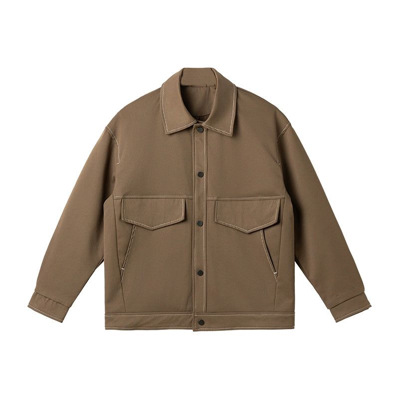 Zhou Outline Stitch Zipped Jacket-korean-fashion-Jacket-Zhou's Closet-OH Garments
