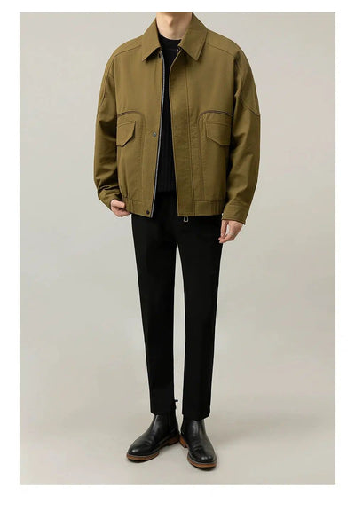 Zhou Oversized Pocket Textured & Zipped Jacket-korean-fashion-Jacket-Zhou's Closet-OH Garments