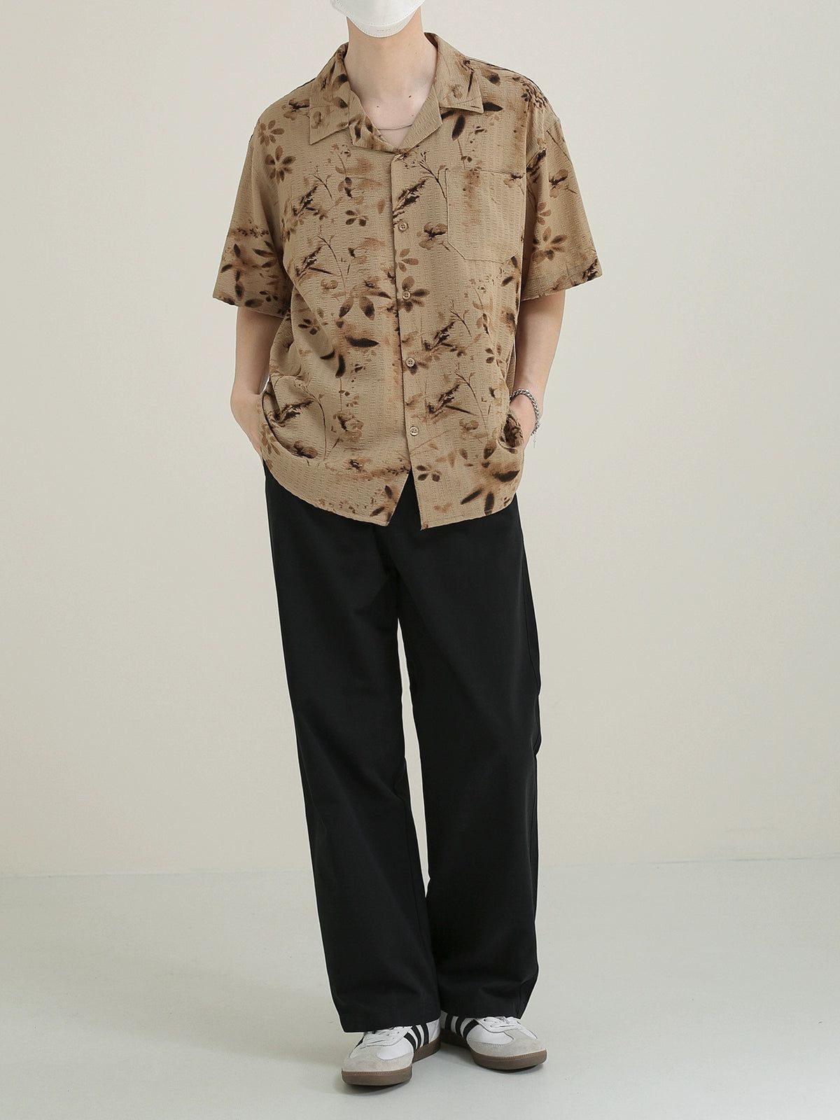 Zhou Painted Floral Short Sleeve Shirt-korean-fashion-Shirt-Zhou's Closet-OH Garments