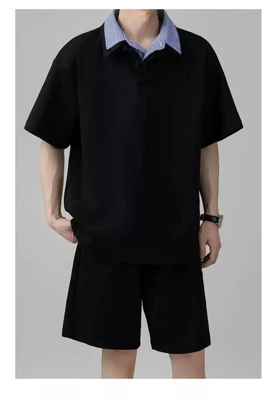 Zhou Plaid Layered Collar Polo-korean-fashion-Polo-Zhou's Closet-OH Garments