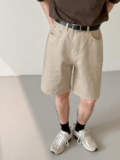 Zhou Plain Color Casual Denim Shorts-korean-fashion-Shorts-Zhou's Closet-OH Garments