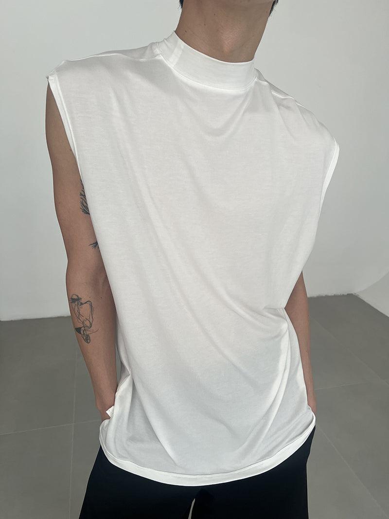 Zhou Plain Color Sleeveless Mockneck-korean-fashion-Mockneck-Zhou's Closet-OH Garments