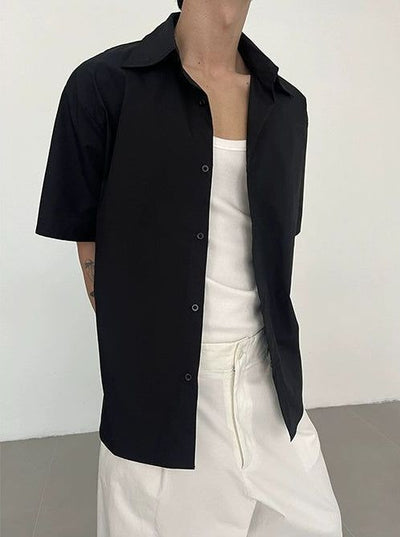 Zhou Plain Essential Relaxed Shirt-korean-fashion-Shirt-Zhou's Closet-OH Garments