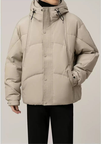 Zhou Plain Hooded Down Jacket-korean-fashion-Jacket-Zhou's Closet-OH Garments