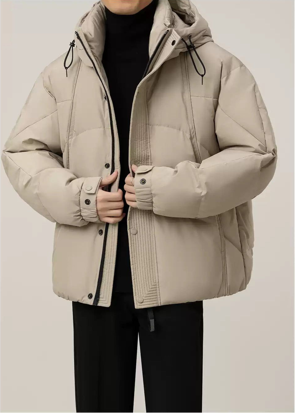 Zhou Plain Hooded Down Jacket-korean-fashion-Jacket-Zhou's Closet-OH Garments