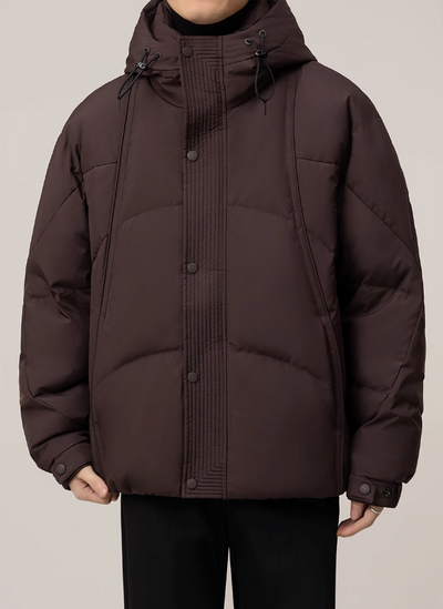 Zhou Plain Hooded Down Jacket-korean-fashion-Jacket-Zhou's Closet-OH Garments