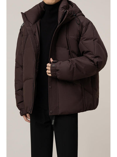 Zhou Plain Hooded Down Jacket-korean-fashion-Jacket-Zhou's Closet-OH Garments