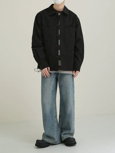 Zhou Plain Pocket Detail Shirt-korean-fashion-Shirt-Zhou's Closet-OH Garments