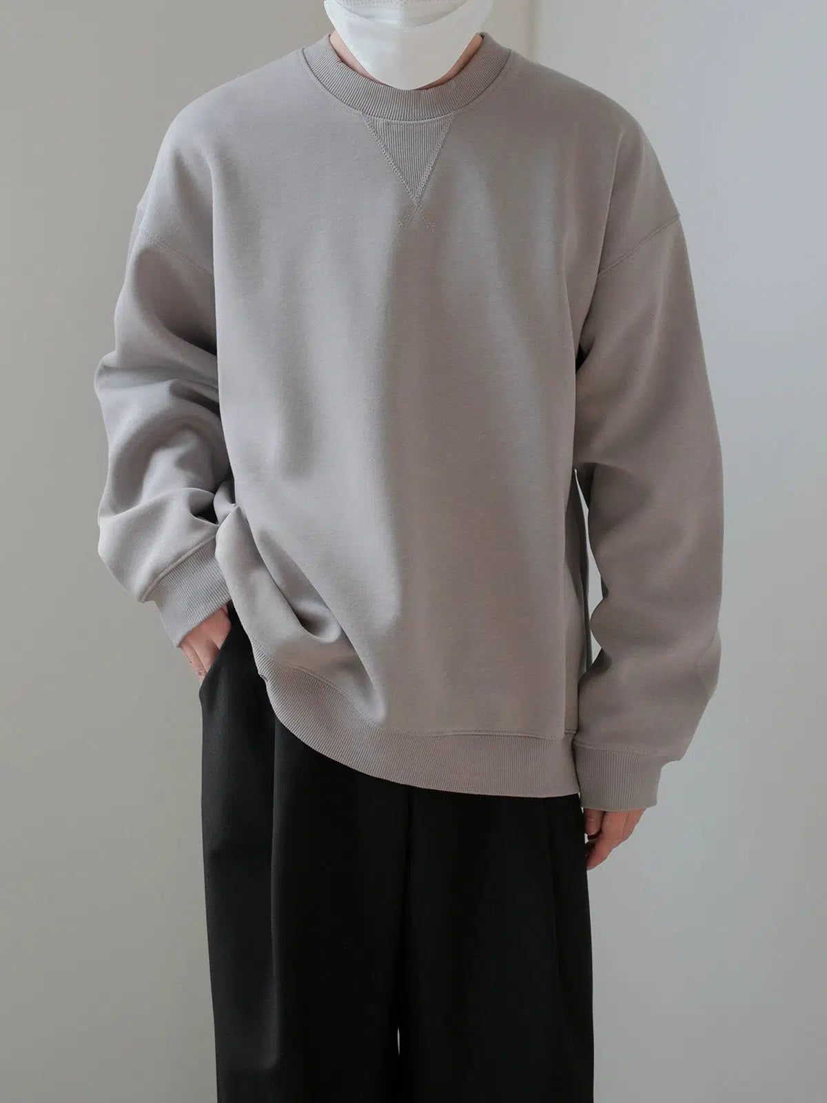 Zhou Plain Stitched Triangle Crewneck-korean-fashion-Crewneck-Zhou's Closet-OH Garments